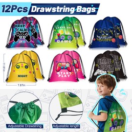 naygnahz Video Game Party Favors Kids Gamer Birthday Party Supplies Drawstring Bag Silicone Bracelet Glow in Dark Tattoo Sticker Keychain Gamer Party Favors Gaming Birthday Goodie Bag Stuffers
