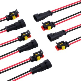 MUYI 2Pin Way 18AWG Waterproof Wire 1.0mm Series Terminal Connector-5 Kit