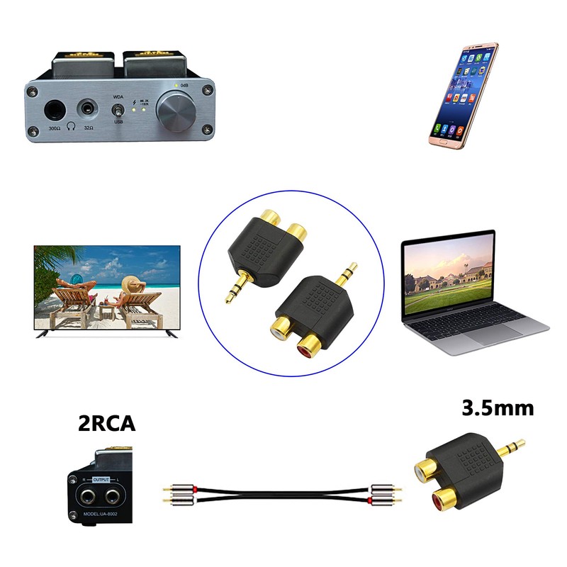 CERRXIAN LEMENG (2-Pack of) Gold Plated 3.5mm Stereo to 2-RCA