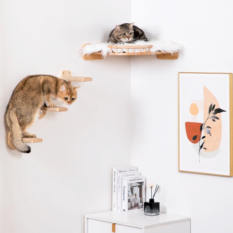 Coolex Cat Shelves - 3-Step Wall Climbing Set with Plush