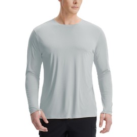 BALEAF Men's Long Sleeve Running Hiking Tops UPF 50+ Quick-Dry Rashguard Grey L