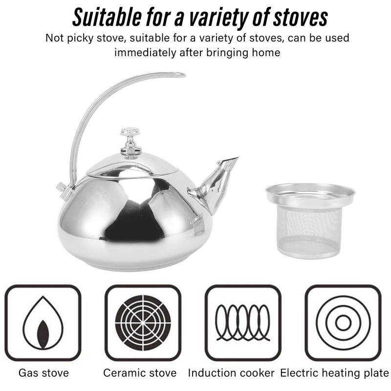 1.5L Stainless Steel Tea Pots Professional Removable Stovetop Tea Kettle