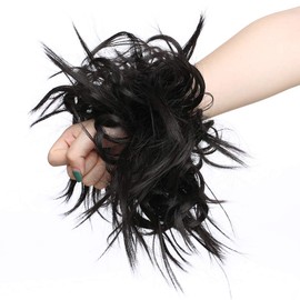 Hair extensions, hair piece, bun hair extension, scrunchie up, just like real hair 45 g Dark Brown-1