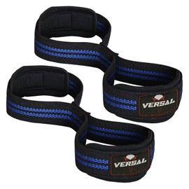 VERSAL Weight Lifting Straps Figure 8 Lifting Straps Neoprene Padded Wrist Support Gym Straps Heavy Duty Weightlifting Deadlift Straps for Powerlifting Fitness Training Workout (Blue/Black)