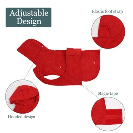 Geyecete Dog Bathrobe Dog Bath Towel Dog Drying Coat Robe Towel-with Hood Dry Fast Dog Bag-Microfiber Towel Fast Drying Super Absorbent-Red-M