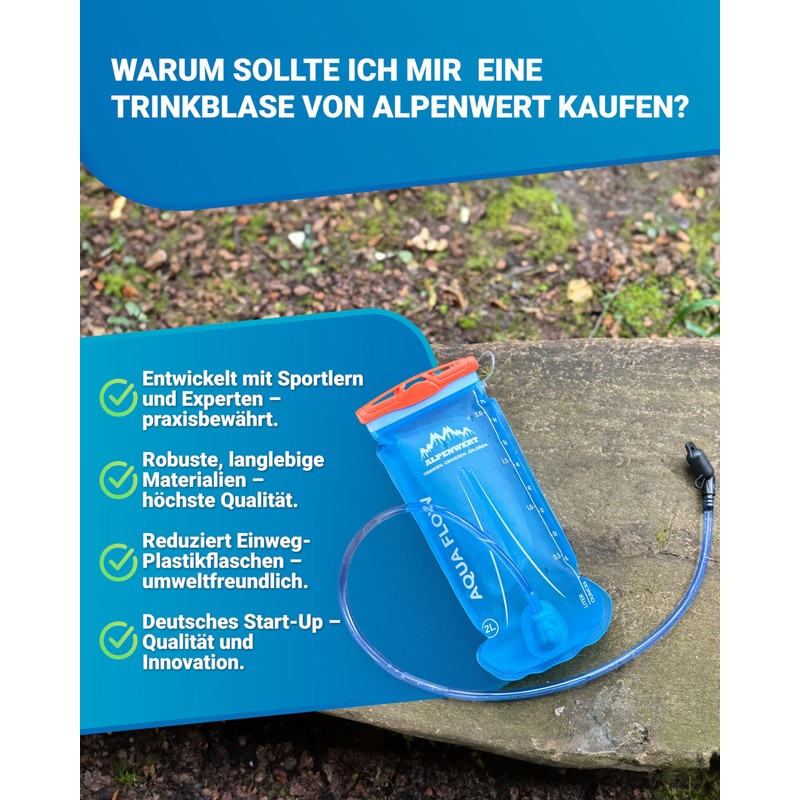 ALPENWERT® Hydration Bladder with Hydration Tube [Water Bladder 2L/3L BPA