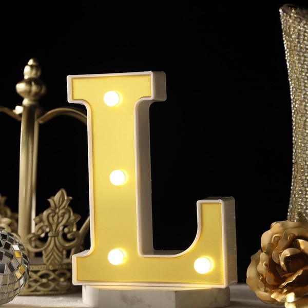 Efavormart 6" 3D Gold Marquee Letters 5 LED Light Up Letters Warm White LED Letter Lights - L