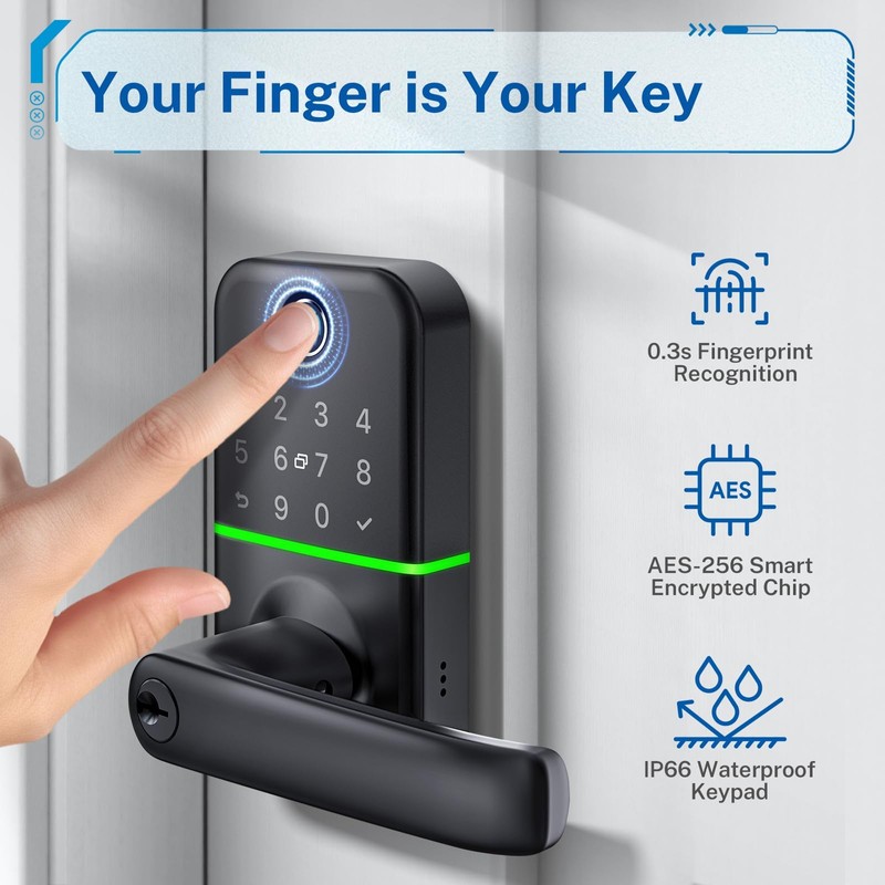Keypad Smart Door Lock with Handle: Kucacci Keyless Entry Fingerprint