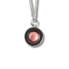 Little Gems Jewels Handmade Gemstone Fidget Spinner Necklace, Rhodonite & Stainless Steel, 16 Inches