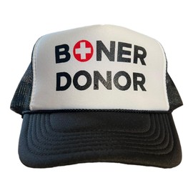 FUNNY TRUCKER HATS for Adults - Boner Donor Two-Tone Snapback Cap, Perfect for Bachelor Parties, Beach Days, Spring Break, and Gag Gifts Black/White