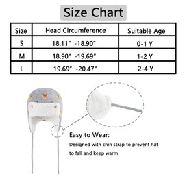 AIDIER Cute Winter Earflap Hat for Infant Toddler Knitted Fleece Lined Warm Beanie Cap with Ear Flap Cold Weather Thermal Bomber Hats for Baby Girls Boys