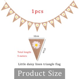 Daisy Bunting Outdoor Weatherproof, Daisy Decoration, Multifunctional Midsummer Dico, Birthday Decoration Children, Flowers Decoration, Birthday, Children, Suitable for Birthday, Wedding, Party
