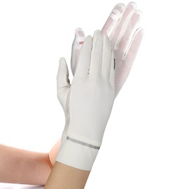 Women Sun UV Protection Driving Gloves Summer Short Floral Lace Anti-skid Screentouch Gloves Elegant Sunblock Fishing Hiking Cycling Gloves Wedding Bridal Full Finger Gloves (#F-White, ONE SIZE)