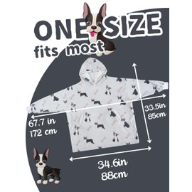 Huglanket Huglanket Boston Terrier Gifts for Women Men, Blanket Hoodie Gifts for Dog Mom Dog Dad on Birthday, Christmas, One Size - Full Printed