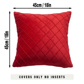 Tennove Throw Pillow Covers Soft Velvet Striped Pillow Covers Set of 2 Pillowcases Decorative Cushion Covers with Invisible Zipper for Home Sofa Bedroom Decor 18x18 Inch,Red
