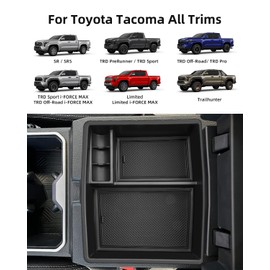 LANGBEAN Tacoma Center Console Organizer and Center Console Hidden Box Organizer for 2025 2024 Toyota Tacoma, ABS Storage Box,Insert Container Pallet，2 Pack