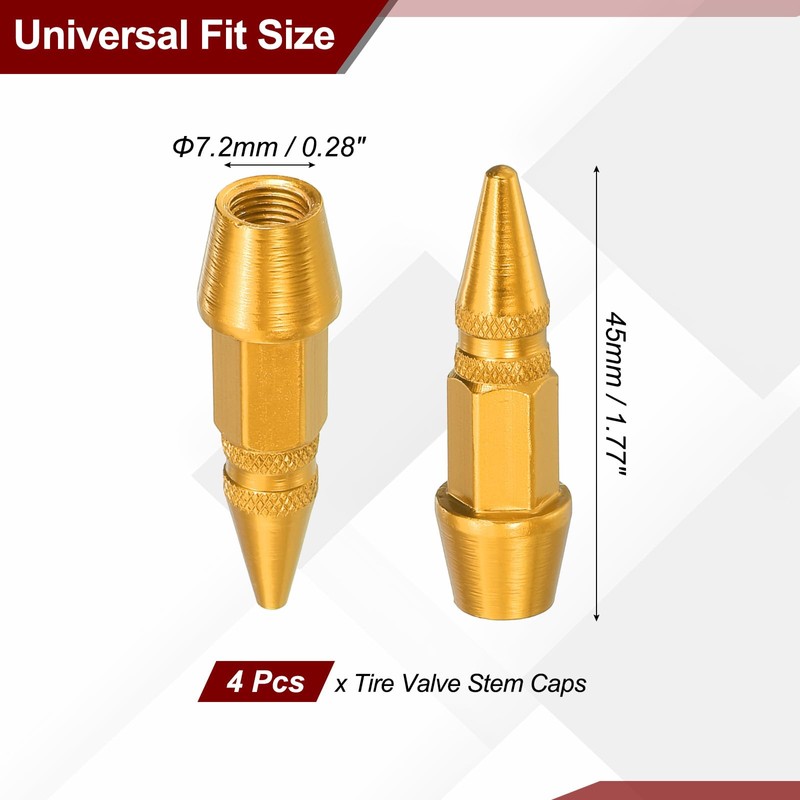 PATIKIL 4 Pcs 45mm Spiked Shape Tire Valve Stem Caps