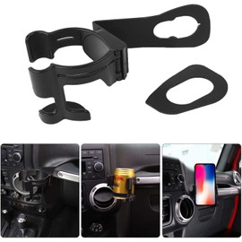 Hooke Road Multi-Function Drink Cup Phone Holder, Bolt-on Stand Bracket Organizer for 2011-2018 Jeep Wrangler JK Rubicon Sahara Sport 2/4 Doors