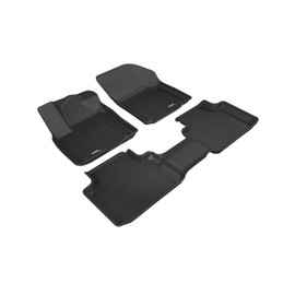 3D MAXpider Complete Set Custom Fit All-Weather Floor Mats for Select Volkswagen Atlas Cross Sport Models - Kagu Rubber (Black)