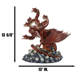 Quest Of Perseus Red 7 Headed Volcano Hyperion Hydra Dragon Roaring Statue