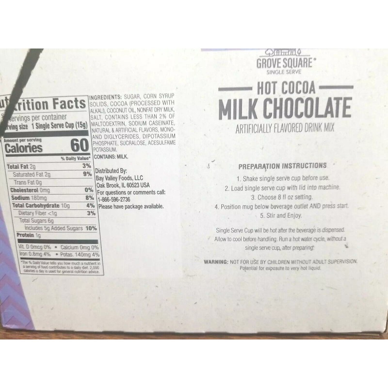 Grove Square (12 K-PODS) GROVE SQUARE KEURIG MILK CHOCOLATE HOT