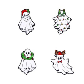 LISADORE White Ghost Santa Claus Enamel Brooch Pin On Backpack Cartoon Christmas Brooches Pins Jewelry Gift for Clothes Bag Backpack