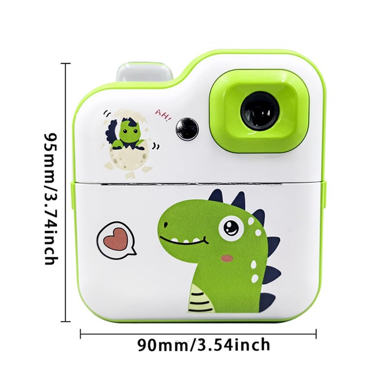 ieron Thermal Printing Camera Green Dinosaur Pattern 2.4 Inch Screen
