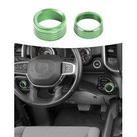 Summleaf Gear Shift & Front Headlight Switch Knob Cover Kit Fit for Dodge RAM 2018 2019 2020 2021 2022 2023 2024 2025 Adjust Control Switch Button Cover Ring Trim Interior Accessories 2PCS(Green)