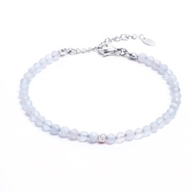 BERGERLIN Genuine Natural Stone Bead Bracelet with 925 Sterling Silver Pearl or Gold-Plated Pearl – with Clasp and Certification of Authenticity