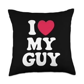 I Love My Guy Boyfriend I Heart My Hot Boyfriend Valentine Throw Pillow