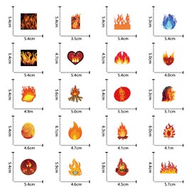64Pcs Flame Stickers Pack, Aesthetic Vinyl Waterproof Sticker Decals for Water Bottle,Laptop,Phone,Skateboard,Scrapbooking,Bumper for Kids Teens Adults for Party Supply Decor Favor