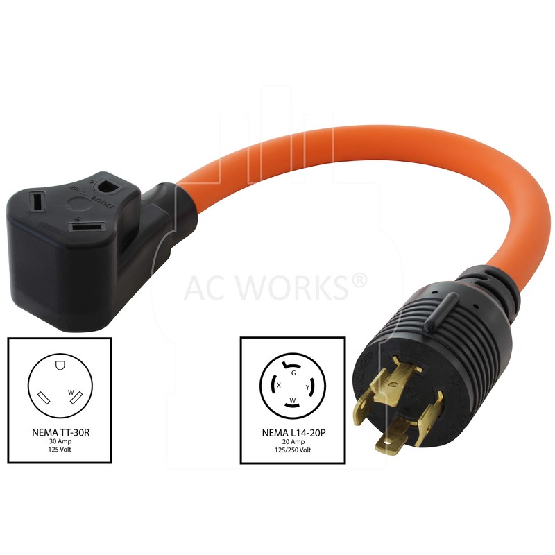 AC WORKS Generator to 30Amp RV Adapter (L14-20 20A 4-Prong