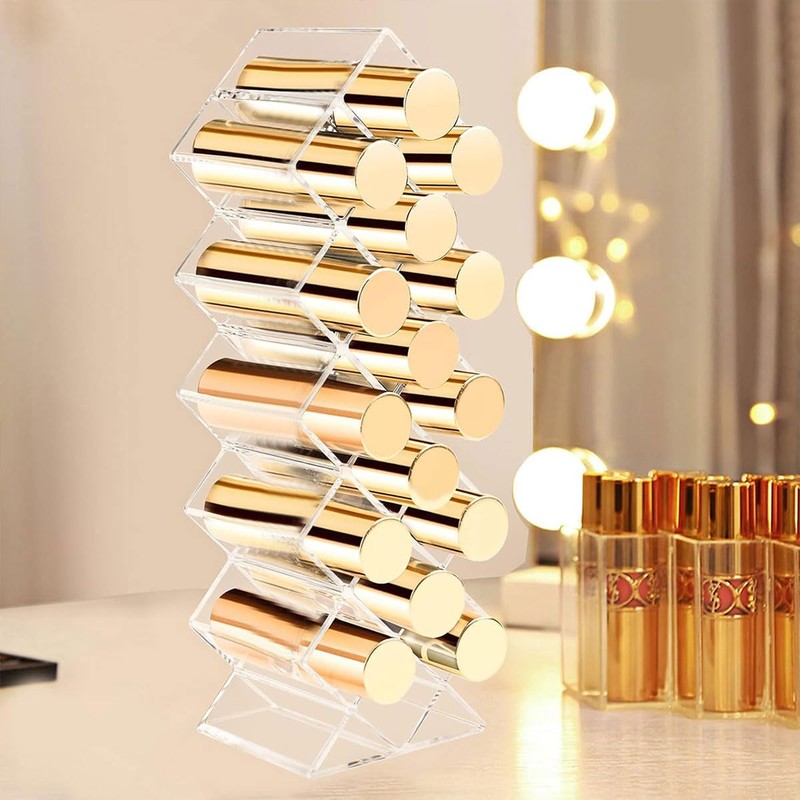 AIMALL Fish-Shaped Vertical Lipstick Holder, Clear Acrylic Cosmetic Organizer, Lip