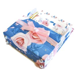 Unbranded 32Pc Pink & Blue Roses Stationery Gift Set w/Pen, Reusable Desktop Organizer Box