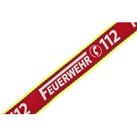 PACOTEX Lanyard Red / Neon Yellow with Photoluminescent Print Fire Brigade 112 and Silver Reflective Stitching 90 cm Length 25 mm Wide, red