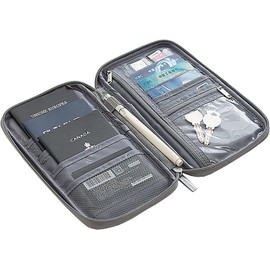 PCL Media ltd Travel Wallet Family Passport Holder - Travel Document Organiser Waterproof Holiday Passport Case for Credit Cards, Flight Tickets, Money, Coins (Grey)
