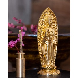 Buddha Statue Standing Amitabha Buddha Statue (Small 2.9 inches (7.3 cm) (Gold Plated/24K Gold) Buddha Statue: Kagaaki Watanabe, Original Sculptor: (born in the Year of the Inu) Zodiac Protection