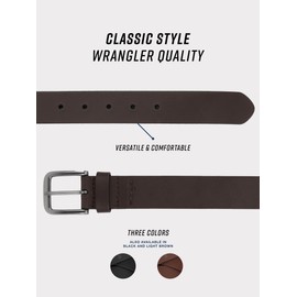 Wrangler Mens Full Grain Genuine Boot Leather 35 Mm Casual Belt For Jeans, Dark Brown, 32 (waist 29-30)