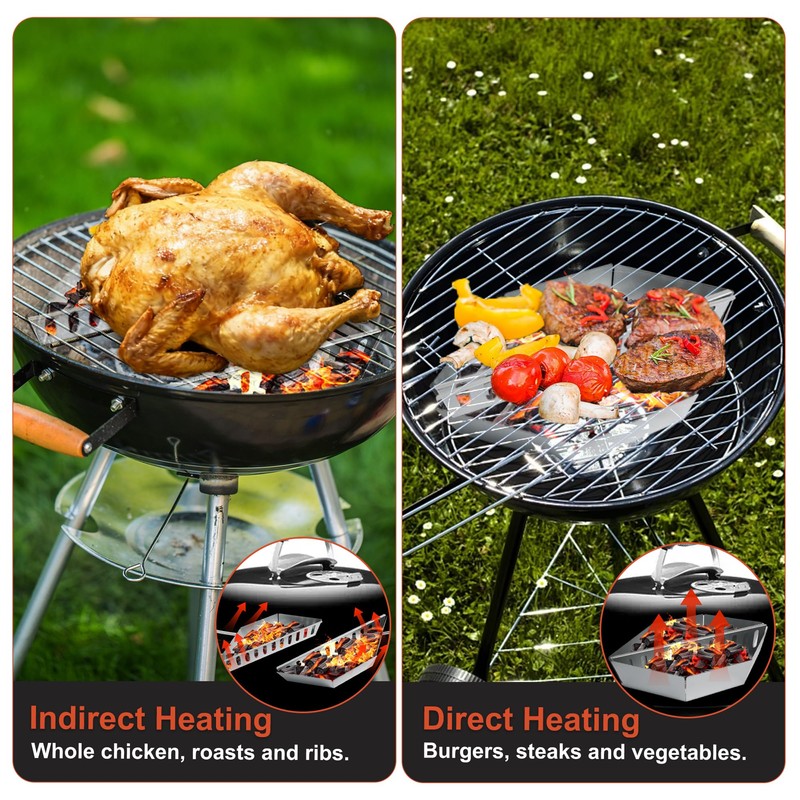 Pack of 2 Charcoal Baskets, High Temperature, Corrosion Resistance, Direct