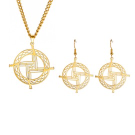 EUEAVAN St Brigid's Cross Saint Bridget Necklace Traditional Irish Celtic Cross Pendant Amulet Christian Pagan Religious Jewellery Woman Man Gift (set 2)