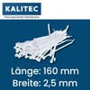 Pack of 100 Kalitec Cable Ties, Natural, 160 mm x