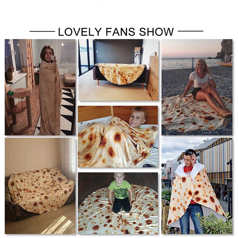 Burritos Tortilla Blanket Giant Round Beach Blanket Soft Comfortable Novelty