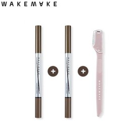 WAKEMAKE Natural Hard Brow Pencil 1+1 & Eyebrow Lazor Special Set 3items [2024 Awards Limited], Color:01 Dark Brown