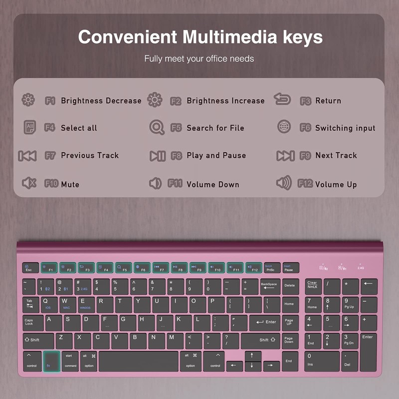 JOYACCESS J Teclado Bluetooth Multi Dispositivo (2.4G+BT3.0+BT5.0) Inglés QWERTY Teclado
