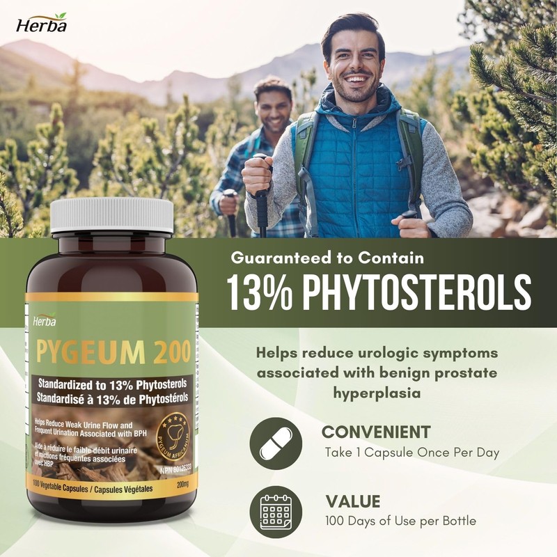 Herba Pygeum Supplement 200mg – 100 Capsules | Standardized to