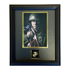 Northern Promotions USMC Veteran Gift – 8x10 Display for 5x7 Military Photo with Gold Marine Emblem – Black Frame, Dark Gray Mat with Gold Trim - Perfect for Graduation Retirement or Memorial Display