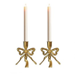 Juego de 2 portavelas de arco dorado moderno, candelabros de metal para velas cónicas, juego de portavelas decorativos para mesa, mantel, para boda, cena, fiesta, decoración del hogar
