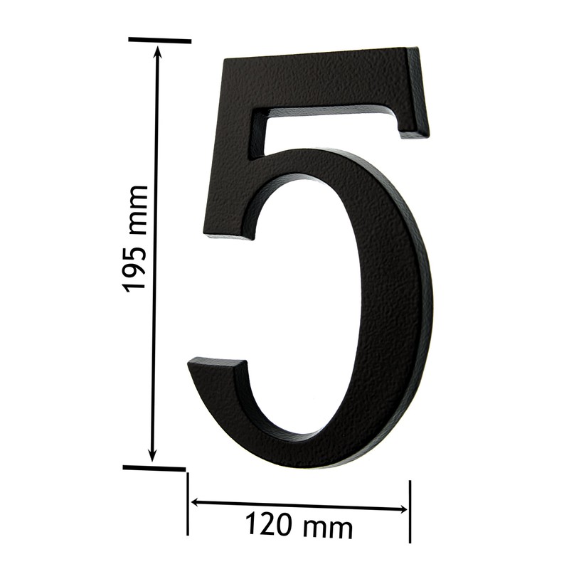 Huber Powder-Coated Aluminium House Number 20 cm Anthracite/Black, Elegant 3D