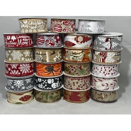 Full Roll x 10 metre 63mm Wired Natural Berries Christmas Ribbon Hessian Style 6.3cm