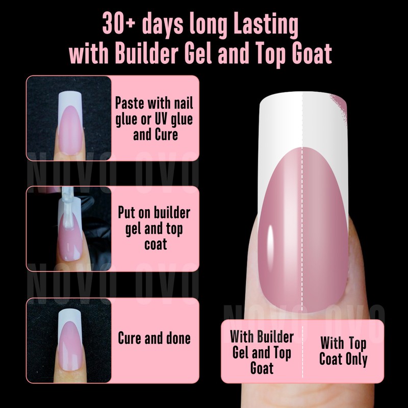 NOVO OVO Medium Slightly Curved White French Tip Nail Tips